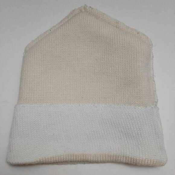 Retro 80's GORDINI 100% Wool Intarsia Stripe Pattern Knit Beanie Hat White OS - Picture 14 of 15